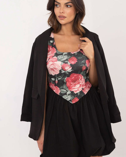 Robe noire florale élégante