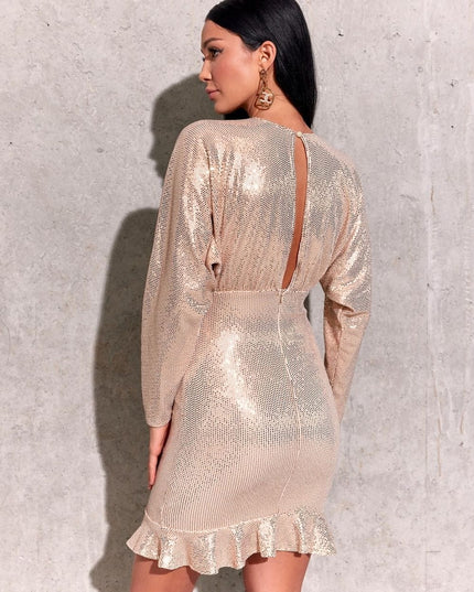 Robe mini à paillettes drapée