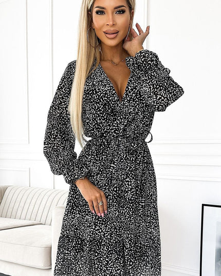 Robe en mousseline noire et blanche