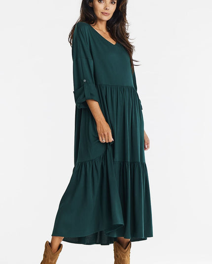 Robe longue kimono verte
