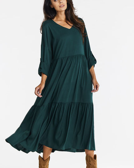Robe longue kimono verte