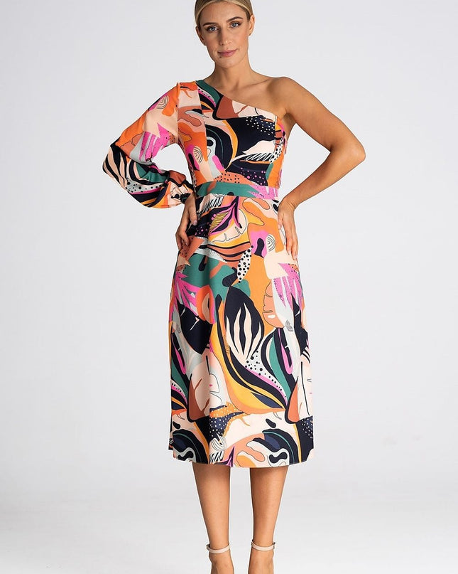 Robe à une épaule imprimée