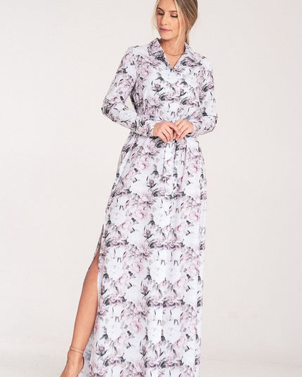 Robe longue fleurie boutonnée