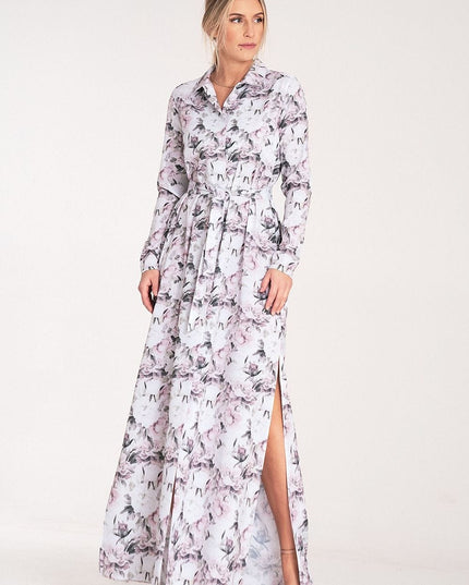 Robe longue fleurie boutonnée