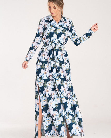 Robe longue fleurie boutonnée