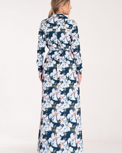 Robe longue fleurie boutonnée