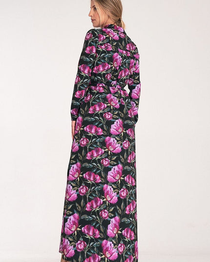 Robe longue fleurie boutonnée