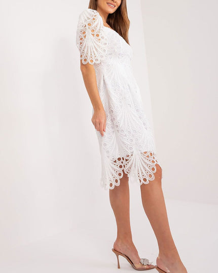 Robe midi ajourée blanche