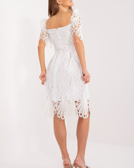 Robe midi ajourée blanche