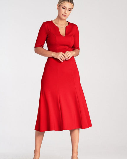 Robe élégante verte mi-longue