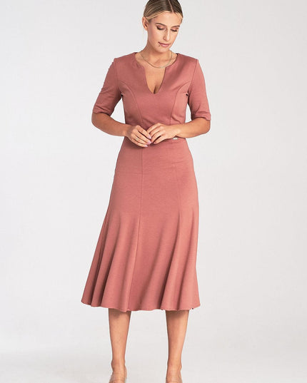 Robe élégante verte mi-longue