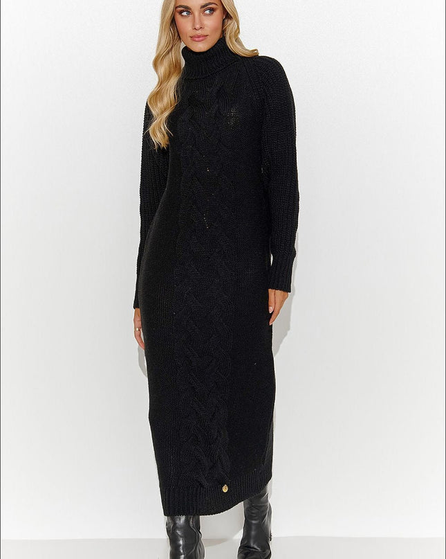 Robe pull noire col roulé