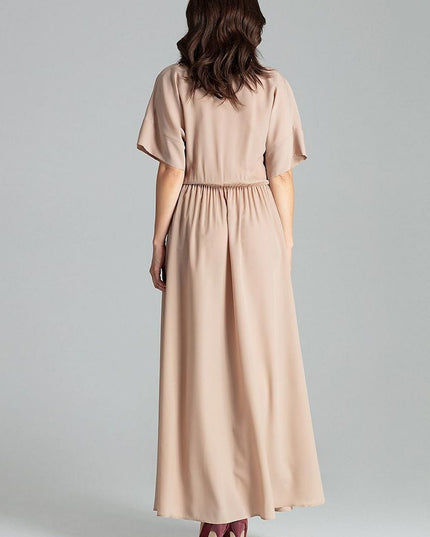 Robe longue beige kimono