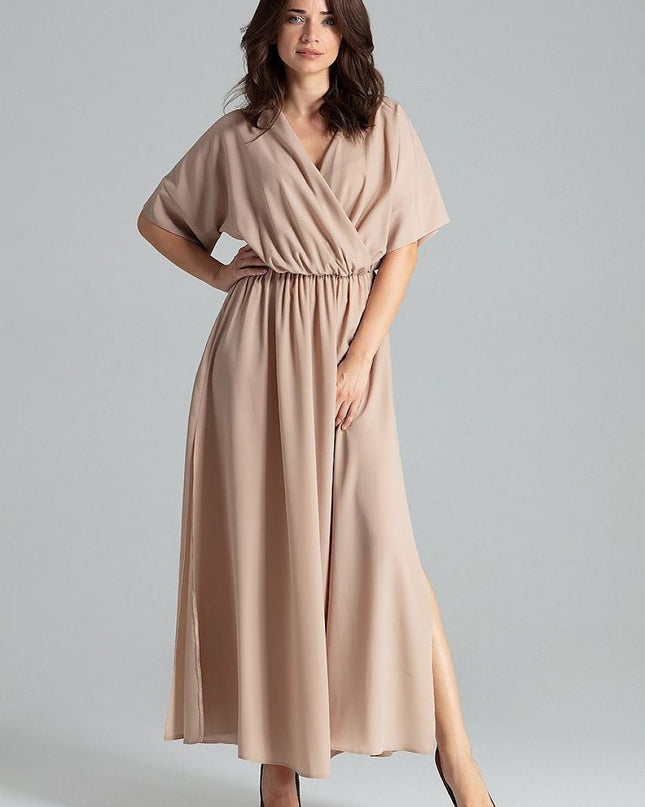 Robe longue beige kimono