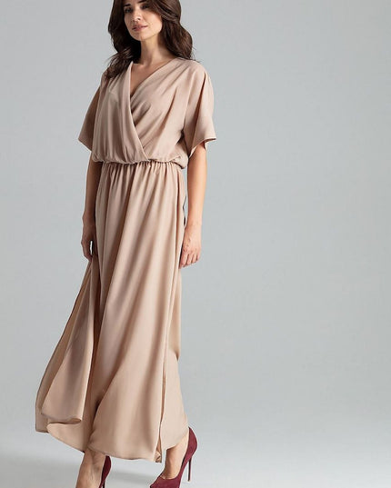 Robe longue beige kimono