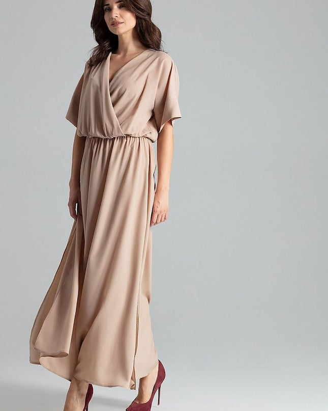Robe longue beige kimono