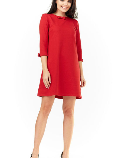 Robe évasée noire manches 3/4