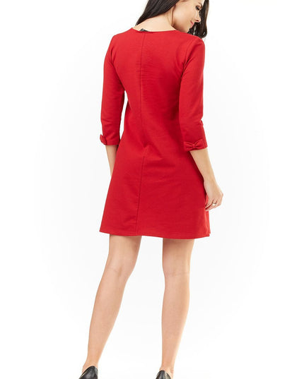 Robe évasée noire manches 3/4