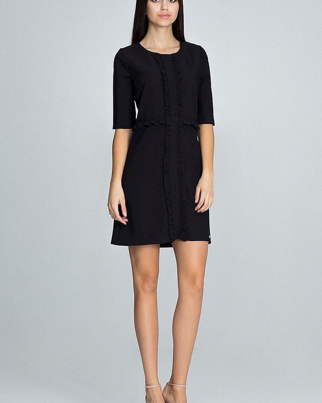 Robe noire élégante à volants