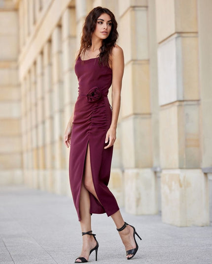 Robe midi rose drapée