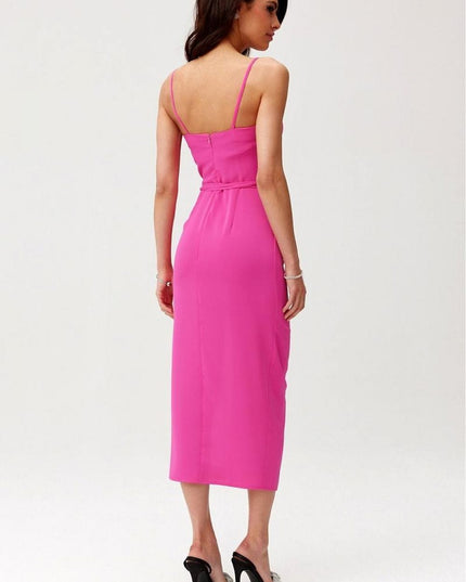 Robe midi rose drapée