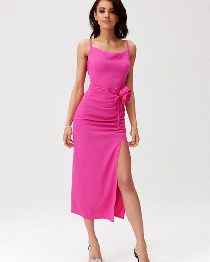 Robe midi rose drapée