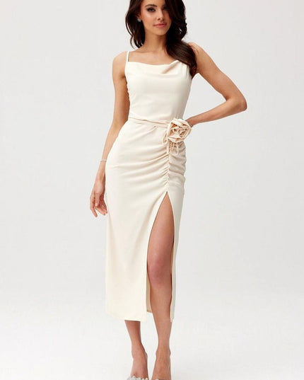 Robe midi rose drapée