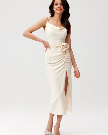 Robe midi rose drapée