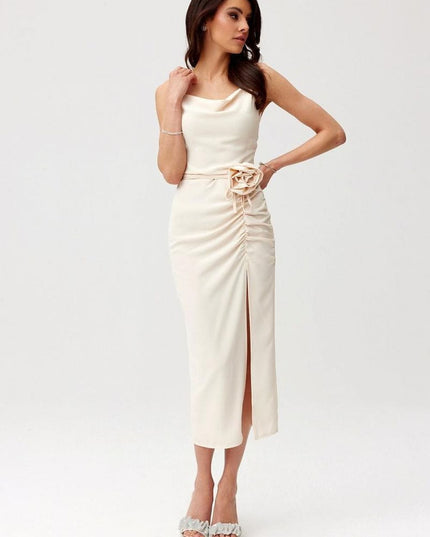 Robe midi rose drapée