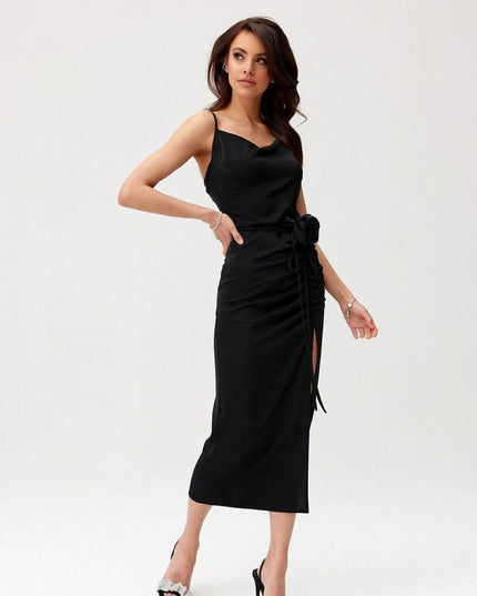 Robe midi rose drapée