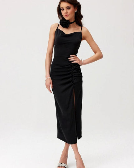 Robe midi rose drapée