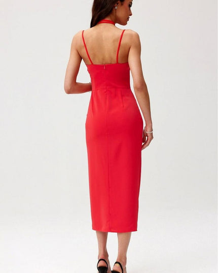 Robe midi rose drapée