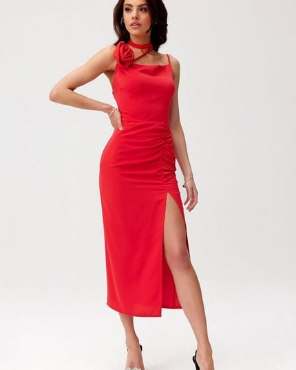 Robe midi rose drapée