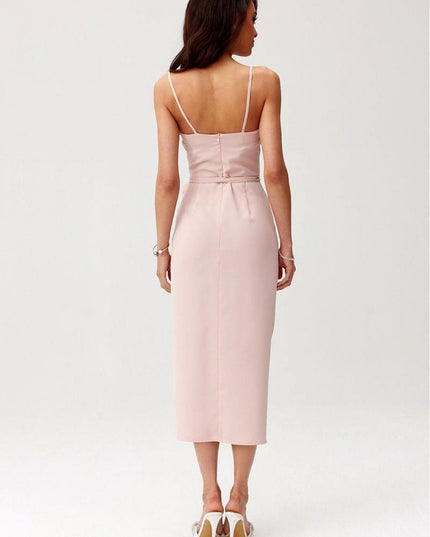 Robe midi rose drapée