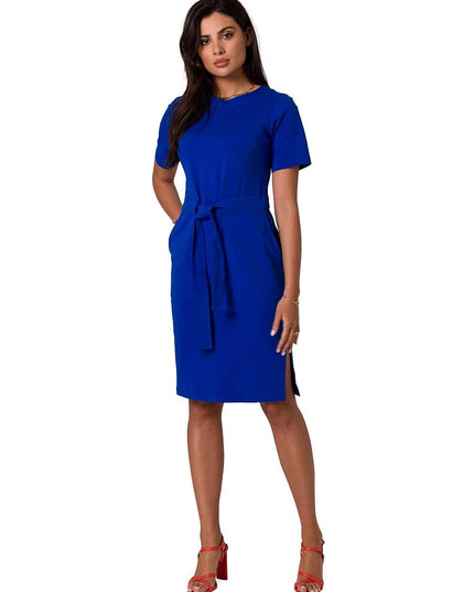 Robe verte en coton avec ceinture