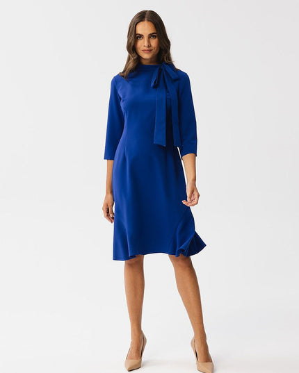 Robe verte élégante col montant