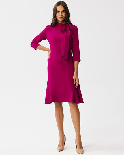 Robe verte élégante col montant