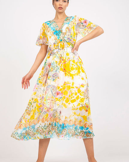 Robe d'été volantée à motifs