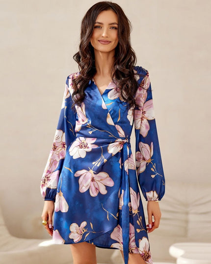 Robe mini croisée à fleurs