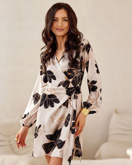 Robe mini croisée à fleurs