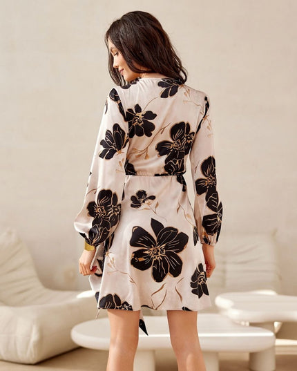 Robe mini croisée à fleurs