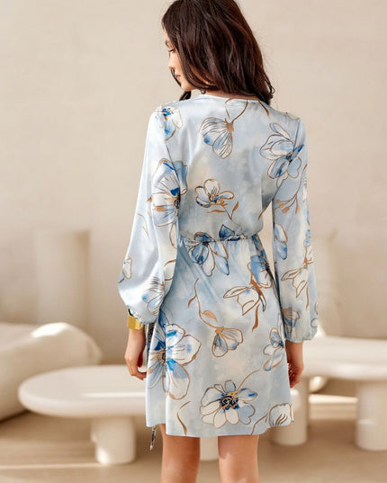 Robe mini croisée à fleurs