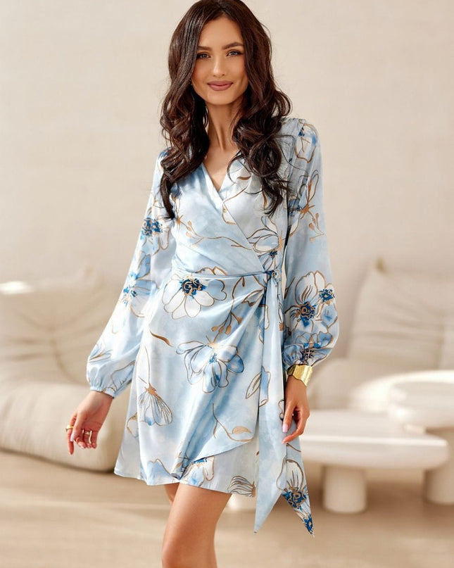 Robe mini croisée à fleurs