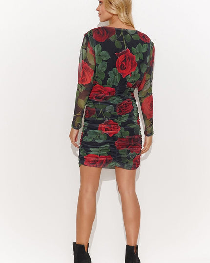 Robe mini à fleurs rouges