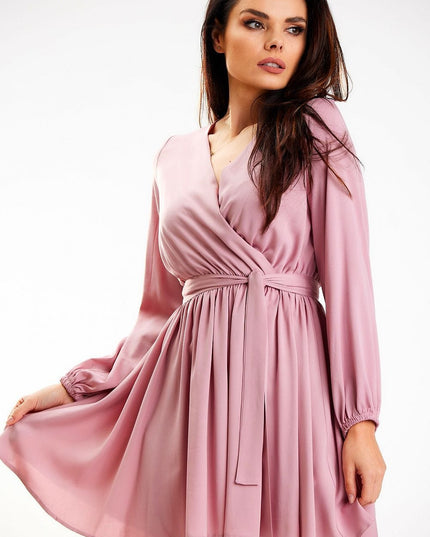 Mini robe rose manches longues