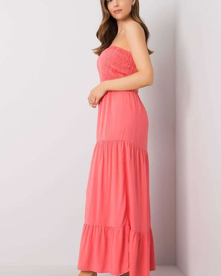 Robe longue sans bretelles fleurie