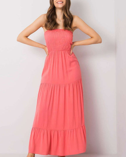 Robe longue sans bretelles fleurie