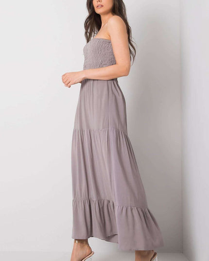 Robe longue sans bretelles fleurie