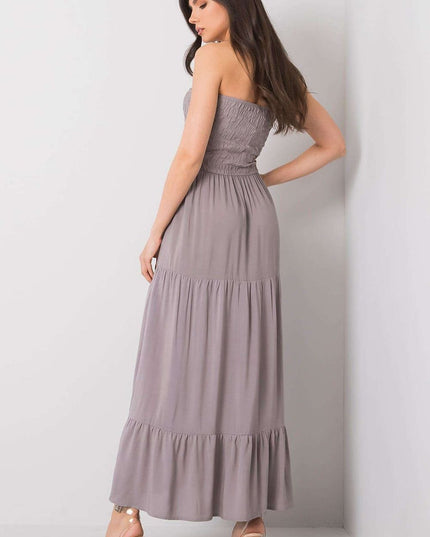 Robe longue sans bretelles fleurie