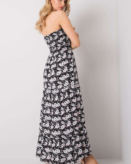 Robe longue sans bretelles fleurie